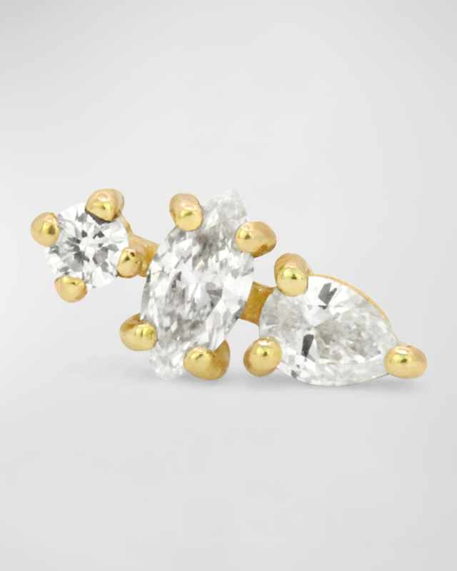 Due North 18K Gold Stud Earring with Diamonds, Single